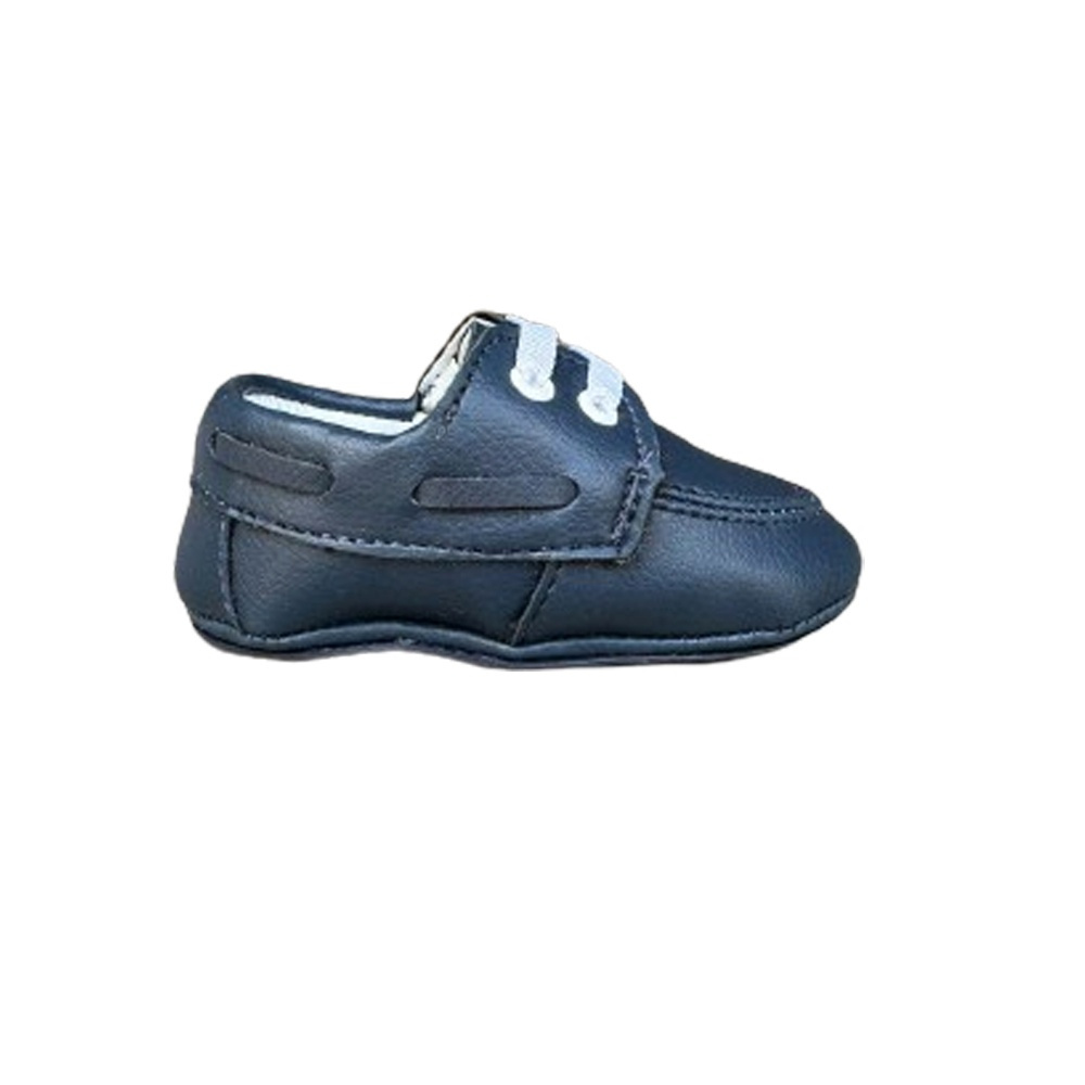 Sapato Social Infantil Bebê Menino Azul Marinho Mocassim De Cadarço