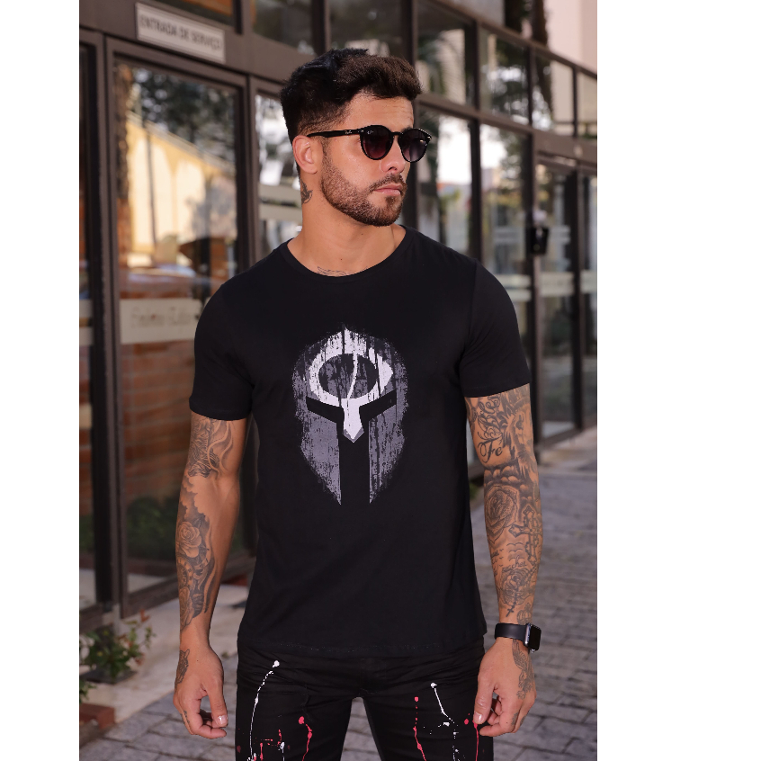 Camiseta Masculina - Capacete Esparta Brasil - 100% Algodão Premium