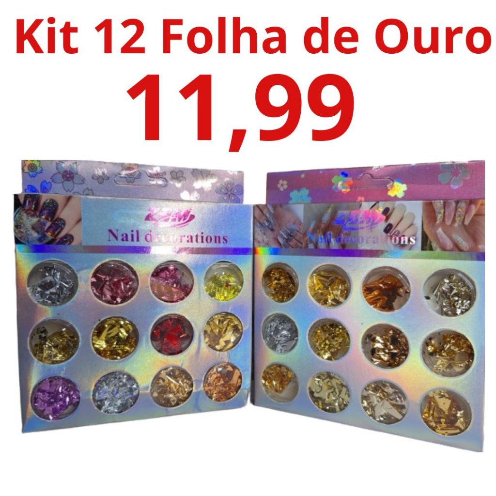 Kit 1 e 2 Caixas de Folha de Ouro Para Unha Encapsulamento Acrygel