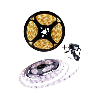 Fita LED 3528 60leds com Fonte Branco Quente e Branco Frio ip20 5 Metros 3000k e 6000k Sem Silicone em Oferta na Shopee