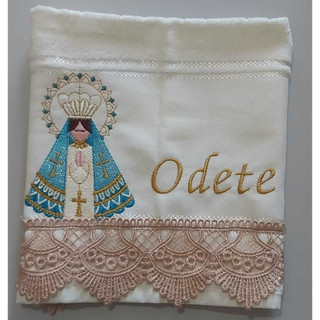 Toalha bordada, virgem Maria, nossa senhora, toalha infantil, toalha batizado, toalha personalizada,toalha.