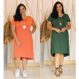 Vestido Plus Size Básico com bolso confortável Gola Redonda G1 e G3 em Malha