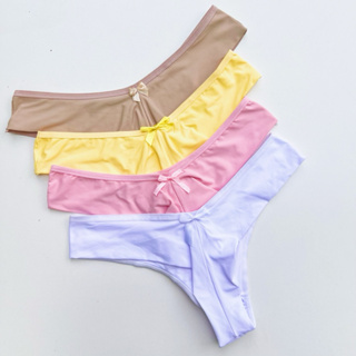 Calcinha fio duplo 4 unidades em microfibra fio dental não marca roupa empina bumbum em Oferta na Shopee