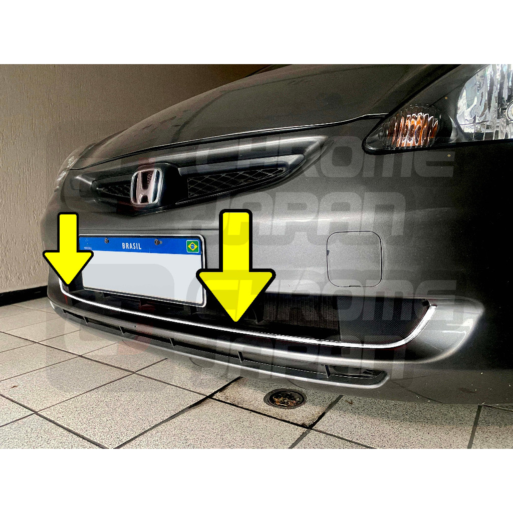 Aplique Friso cromado Parachoque Honda Fit 2004 A 2006 sob medida