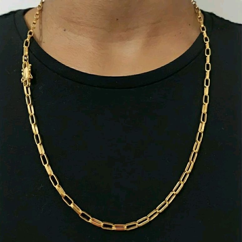 Corrente Masculina Cartier 67cm 5mm Moeda Antiga Banhada a Ouro 18k