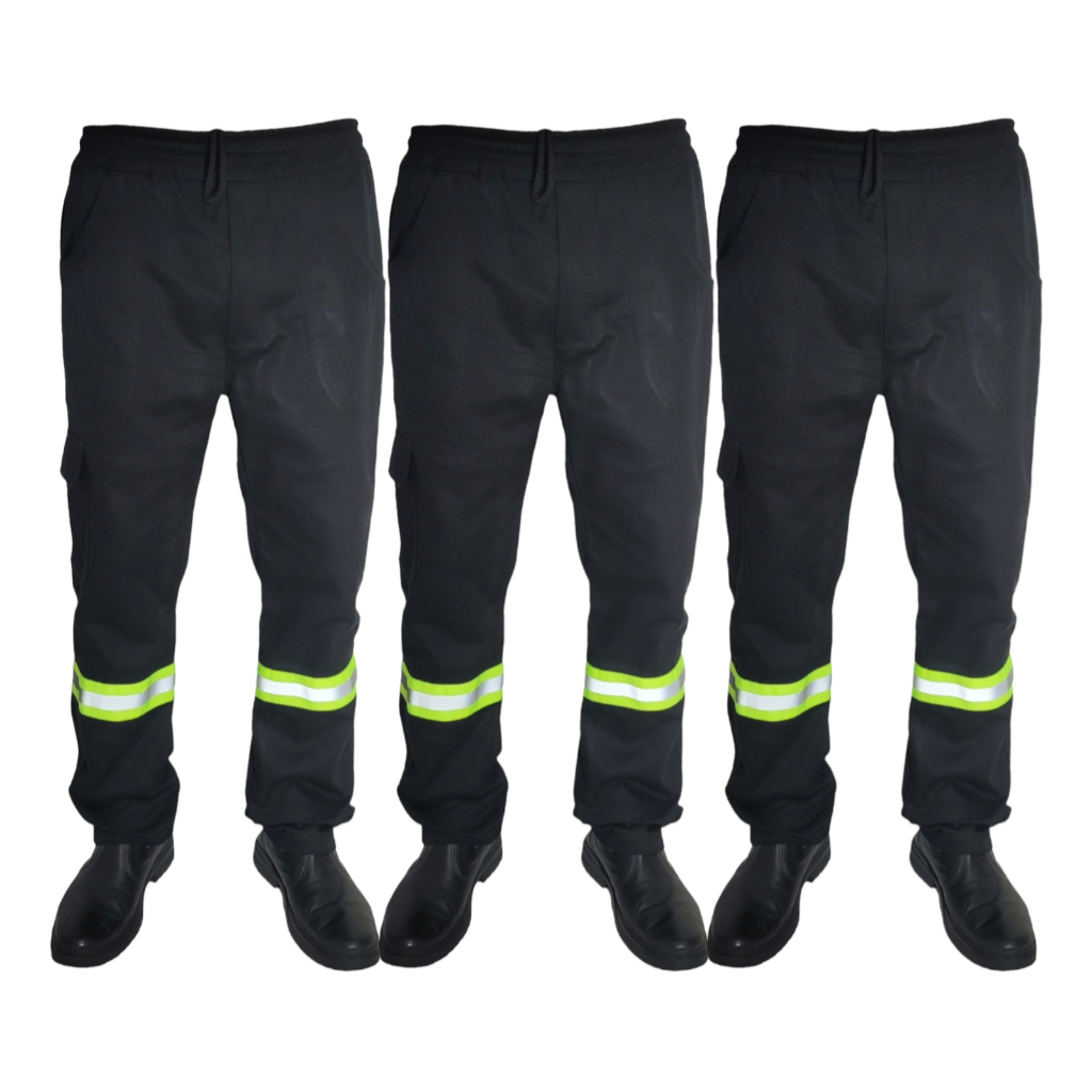 Kit 3 Calça Brim Trabalho Uniformes Profissional FAIXA REFLETIVA *Envio Imediato*