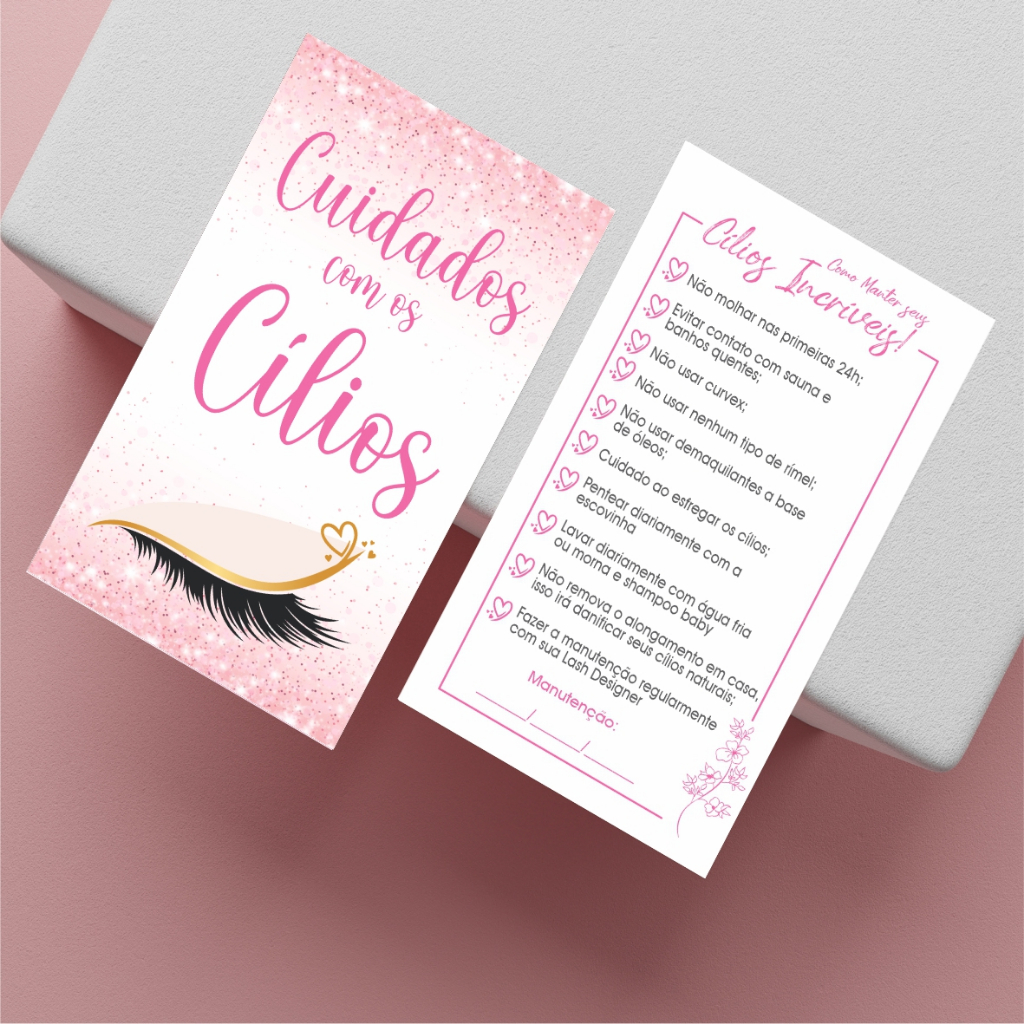 100 Tag cartões cuidados com alongamento de cílios em Oferta na Shopee