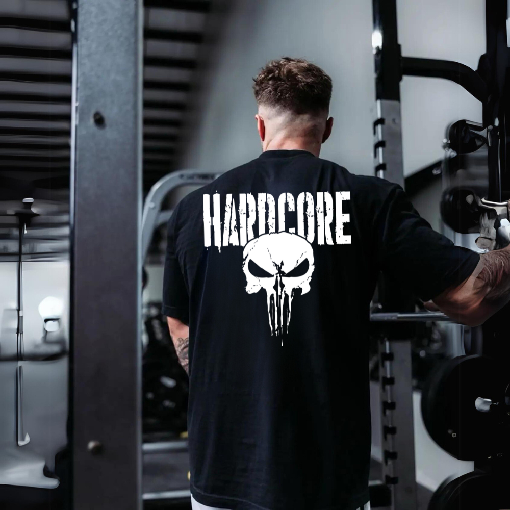 Camiseta Masculina Oversized Estampado Hardcore Caveira Moda Academia Camisa Algodão
