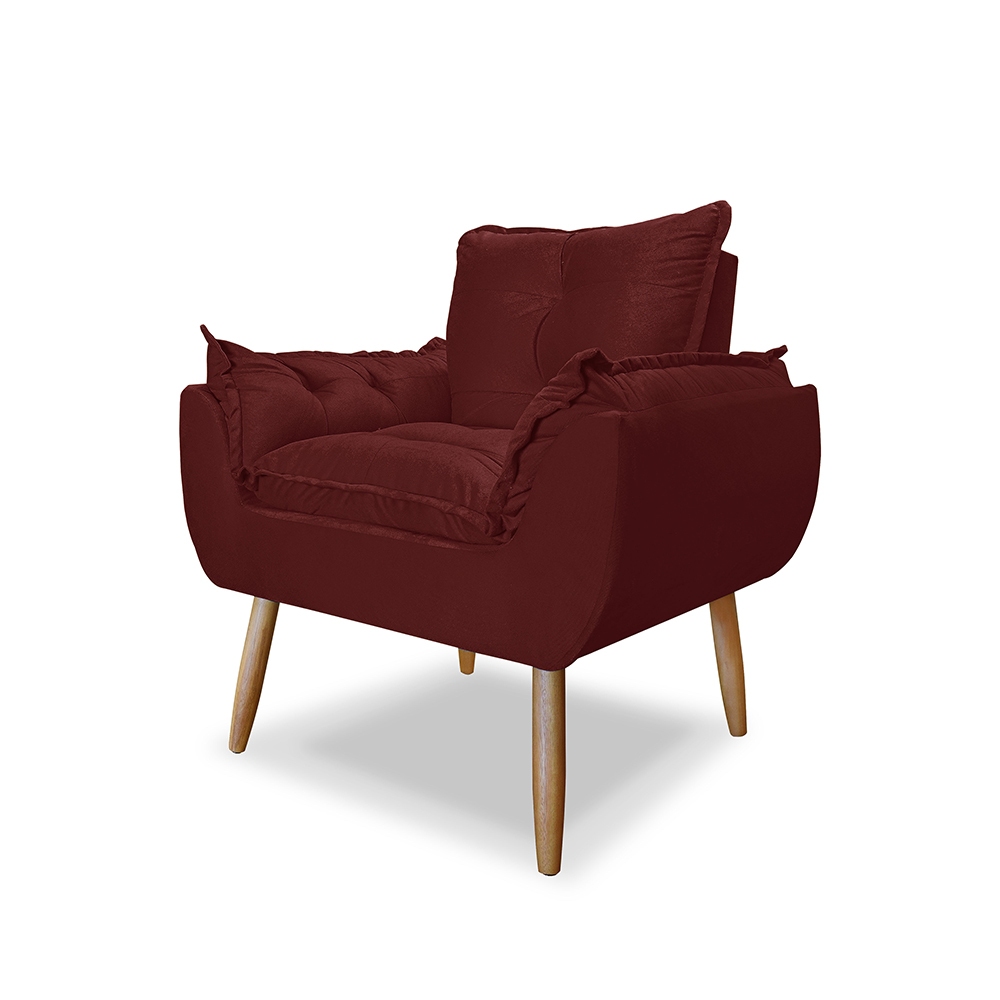 Poltrona cadeira opala petala lua luna decorativa pés palito bordo em Oferta na Shopee