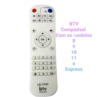 Controle btv box b tv Compativel Btv8 Btv9 Btv10 Btv 11 Express