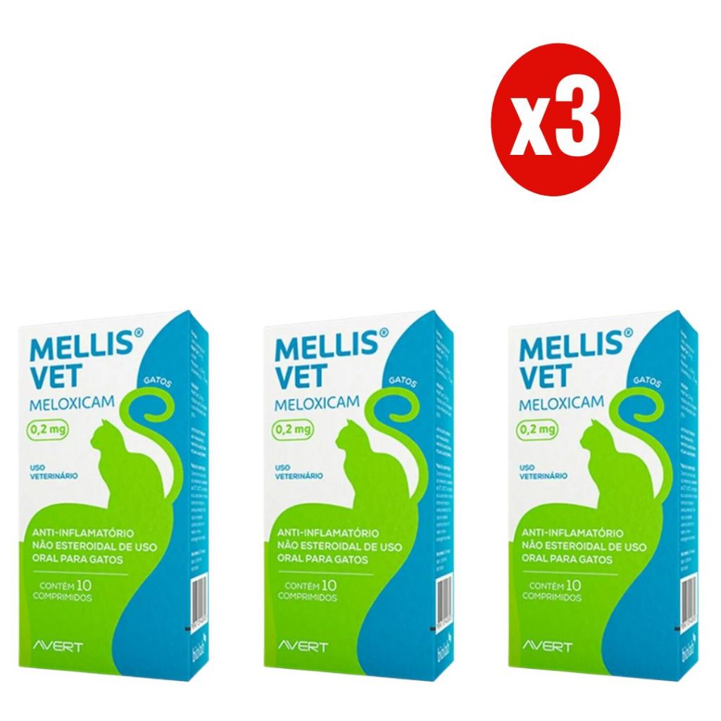 Kit 3 Mellis Vet 0,2mg 10 Comprimidos para Gatos Avert