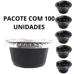 Pote Descartável Para Molho PP Preto 50ML Contém 100 Unidades
