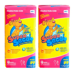 Kit com 2 Fralda Descartável Super Secão Para Cães Fêmeas Tamanho PP