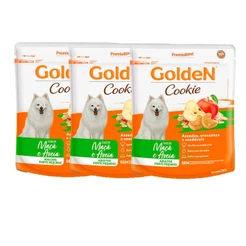 Kit com 3 Biscoito Petisco Golden Cookie Maça E Aveia 350G