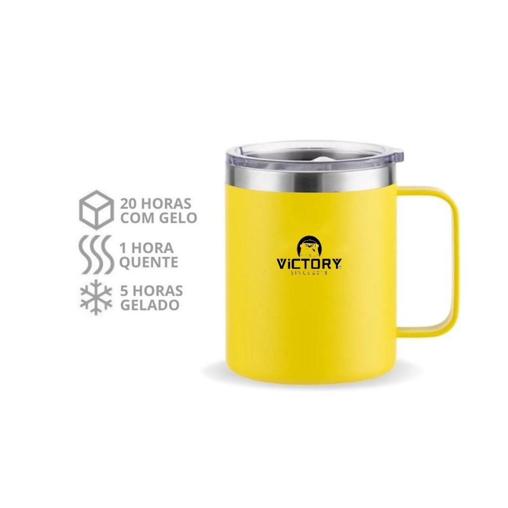Copo Caneca Térmica com Tampa Para Cerveja Café Chá Água 350ml Aço Inox Com Tampa SBB CP-3 marca victory