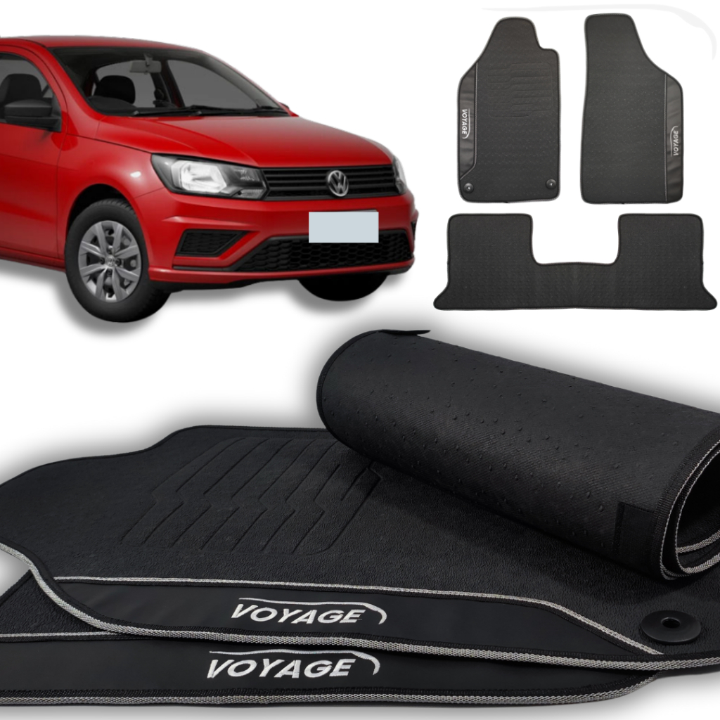 Tapete Para Voyage 2009 2010 a 2022 2023 Comfortline Borracha Impermeável Preto - Pronta Entrega!
