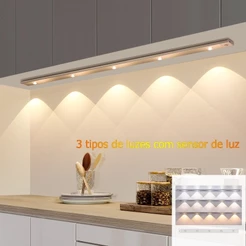 Ultra Fina Diodo Emissor de Luz Recarregavel Led para Armário Sensor Movimento Luminaria Elegante