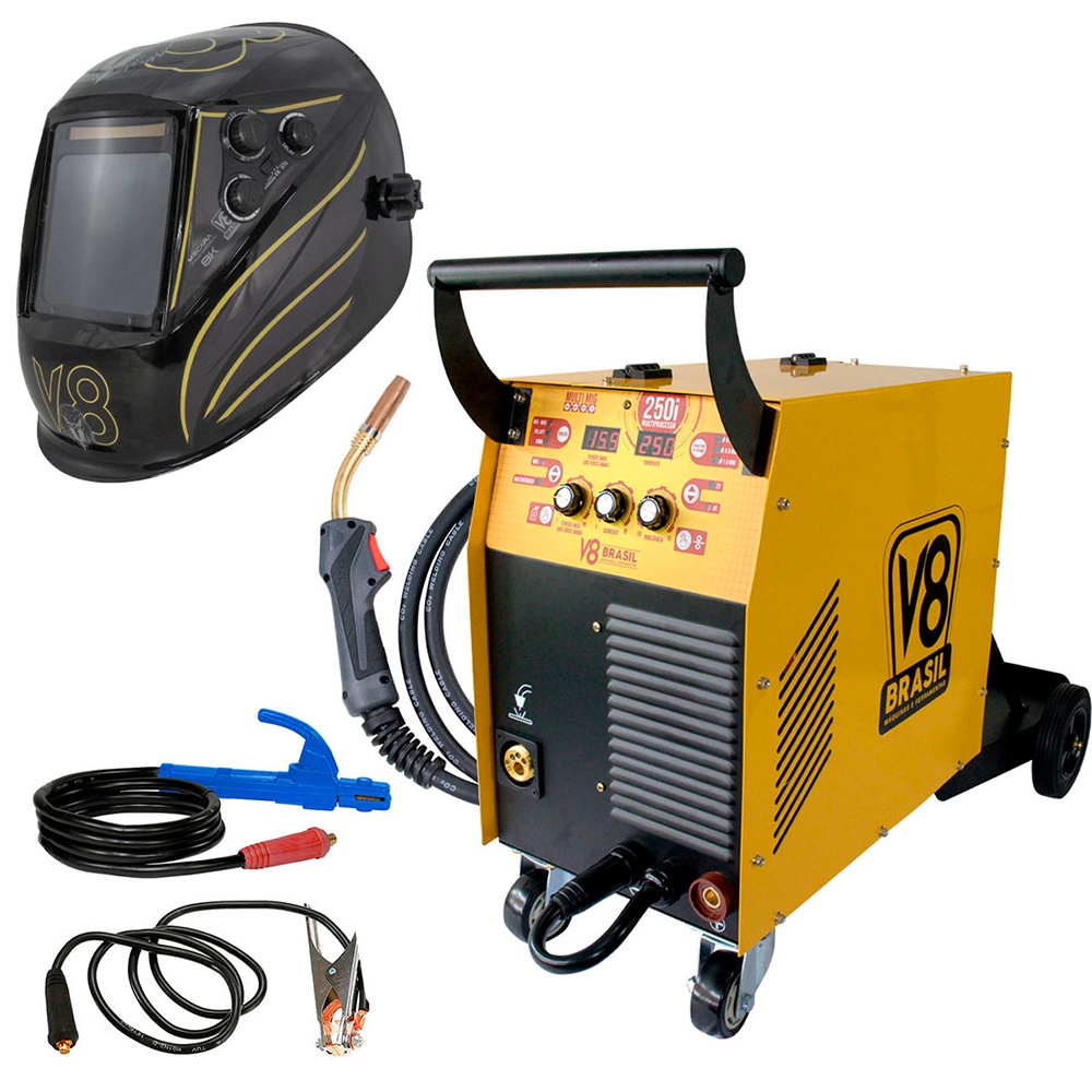 Máquina De Solda Multi Mig 250 220v + Máscara 8k V8 Brasil em Oferta na Shopee