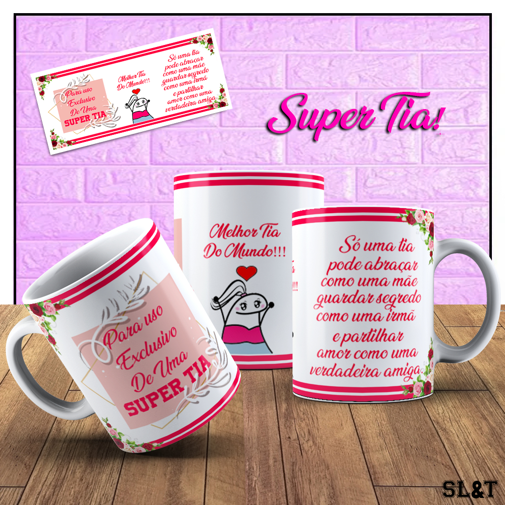 Caneca/Xicara Uso Exclusivo Super Tia/ Melhor Tia Do Mundo. (Porcelana/Plástico)