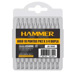 Kit Jogo Pontas Bits Dupla 65mm Ou 55mm Em Aço CR-V Fenda Ou Philips 10 Peças - Parafusadeira