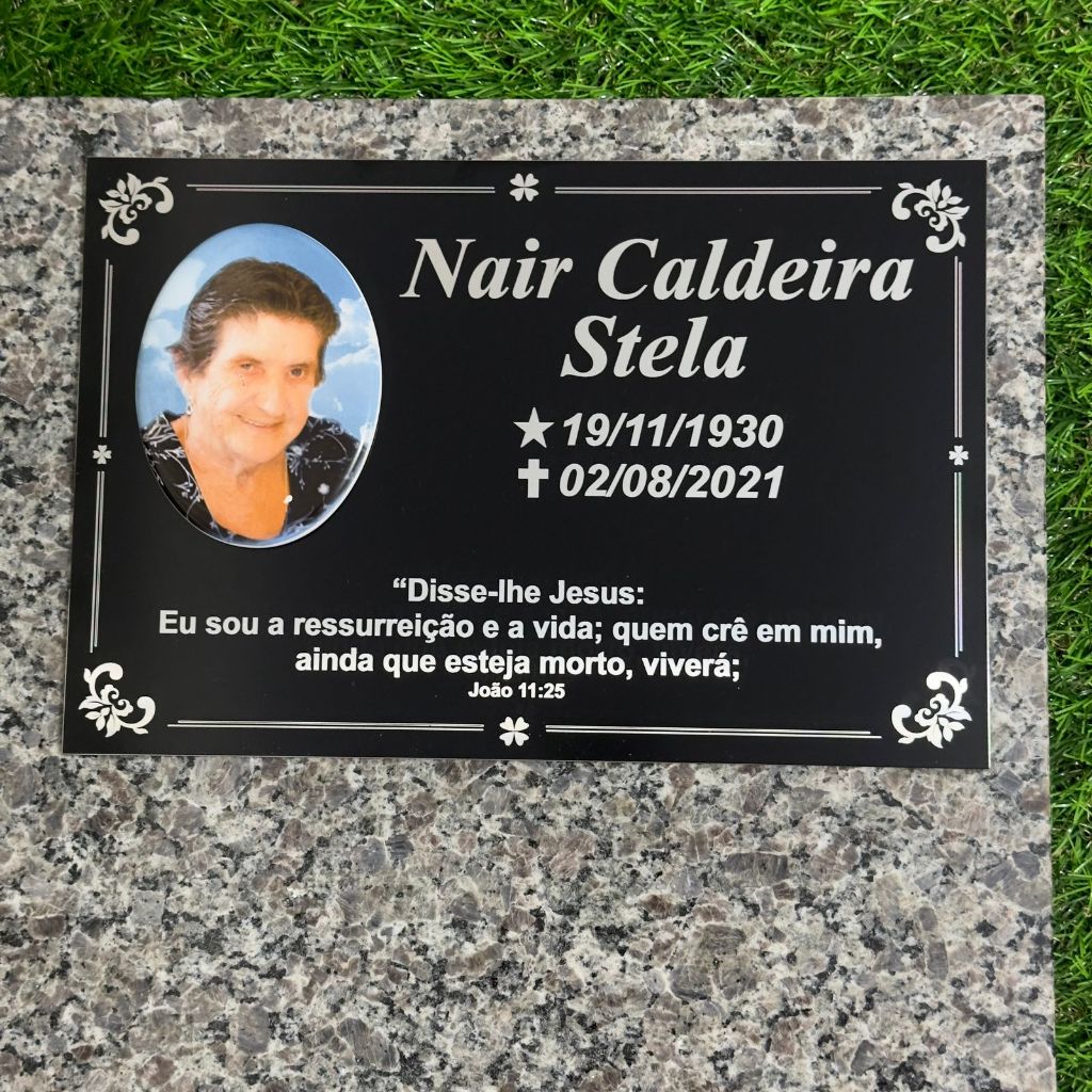 Placa para Jazigo, Túmulo, Lápide de alumínio composto / Cemitério 33x22cm (Com foto 9x12cm)