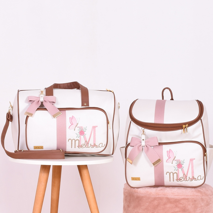 Kit Bolsa Maternidade Menina Personalizada Melissa - 02 Peças
