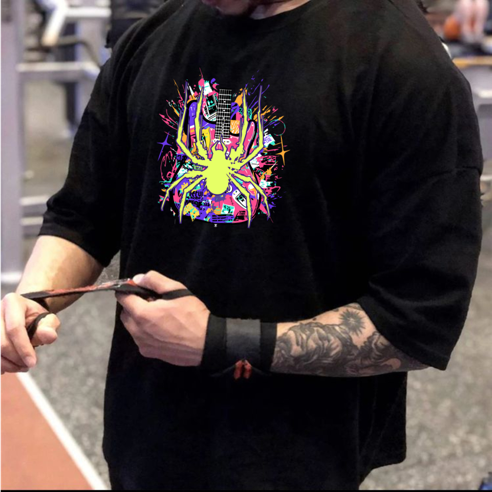 Camiseta Oversized Estampado Music Guitarra Camisa Streetwear Lançamento