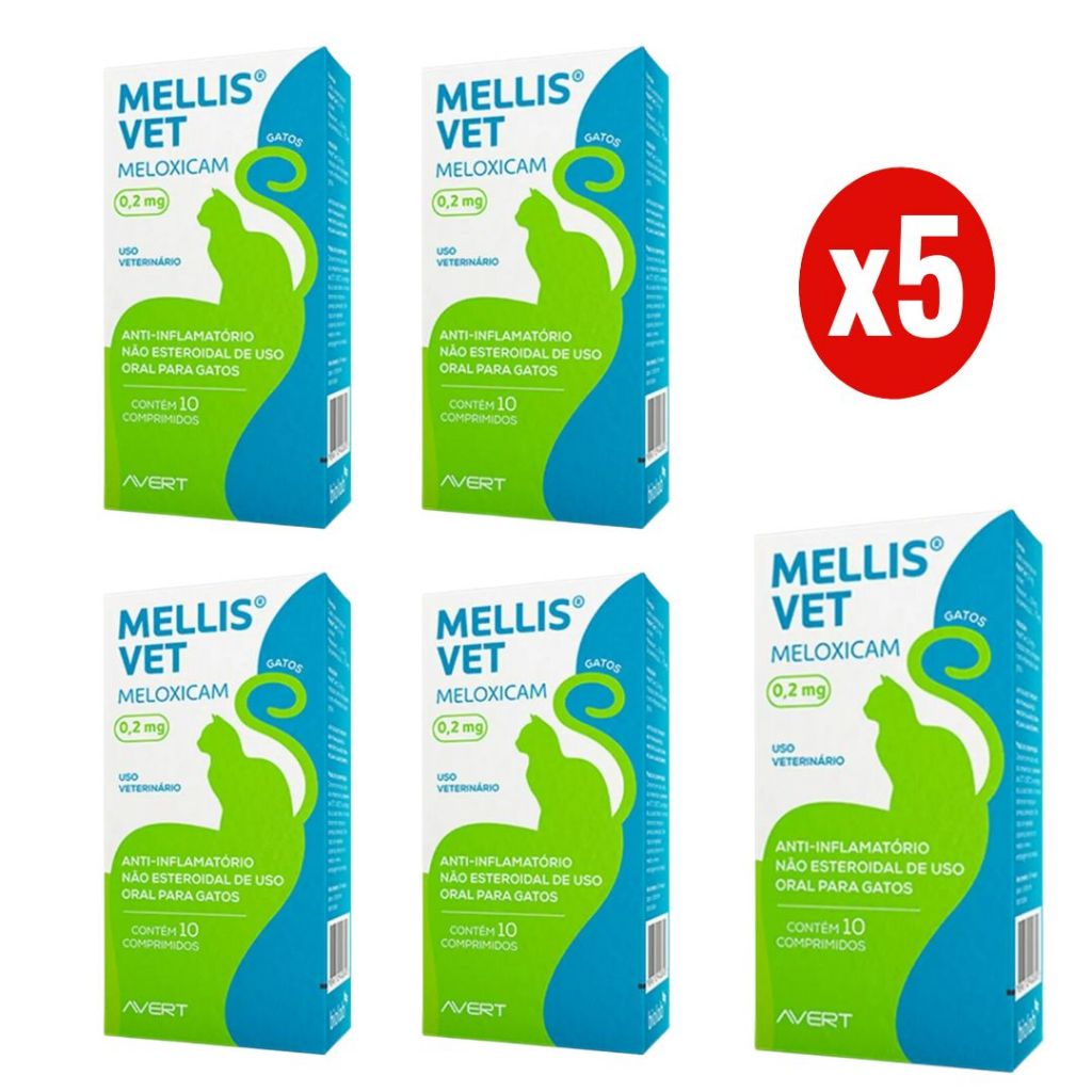 Kit 5 Mellis Vet 0,2mg 10 Comprimidos para Gatos Avert