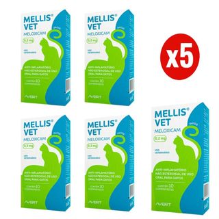 Kit 5 Mellis Vet 0,2mg 10 Comprimidos para Gatos Avert em Oferta na Shopee