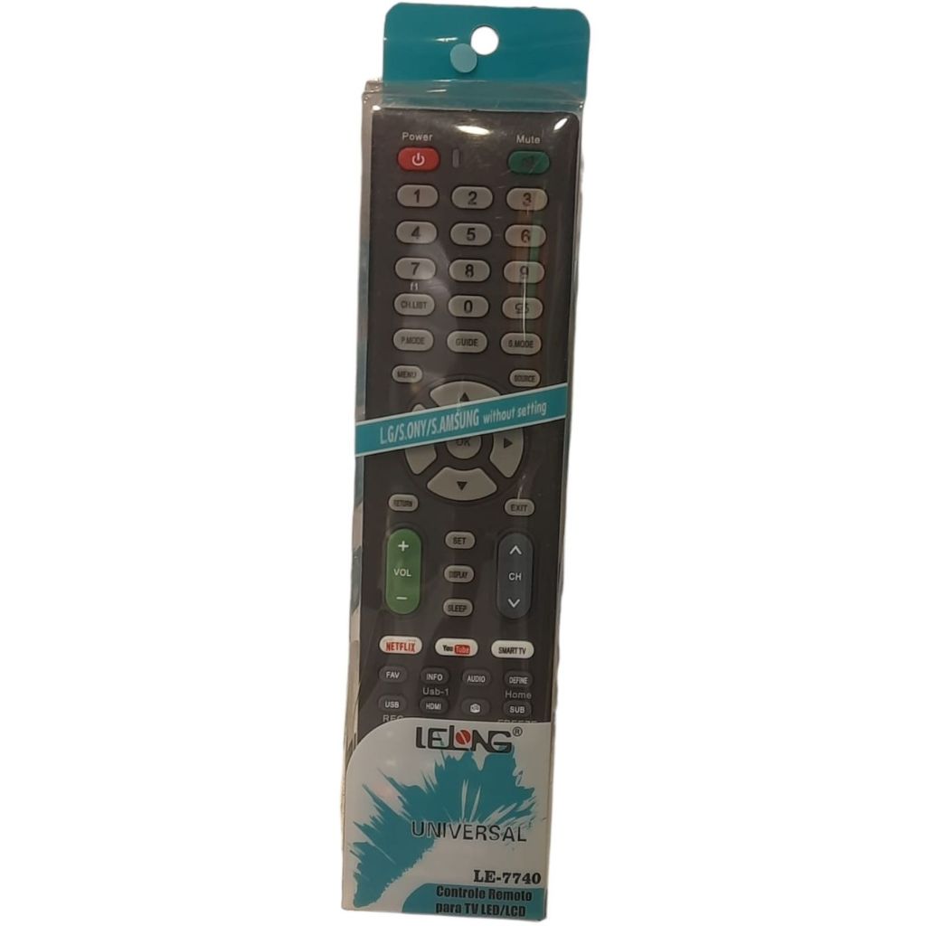 Controle Remoto TV Universal Smart LED/LCD - Botões de Atalho para Plataformas de Vídeo - Envio Imediato
