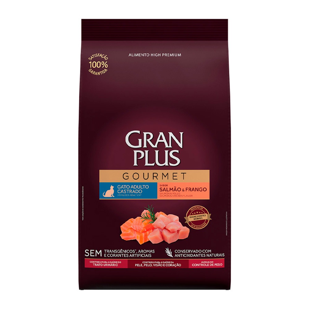 Ração Granplus Gourmet Para Gatos Castrados Sabor Salmão 1Kg em Oferta na Shopee