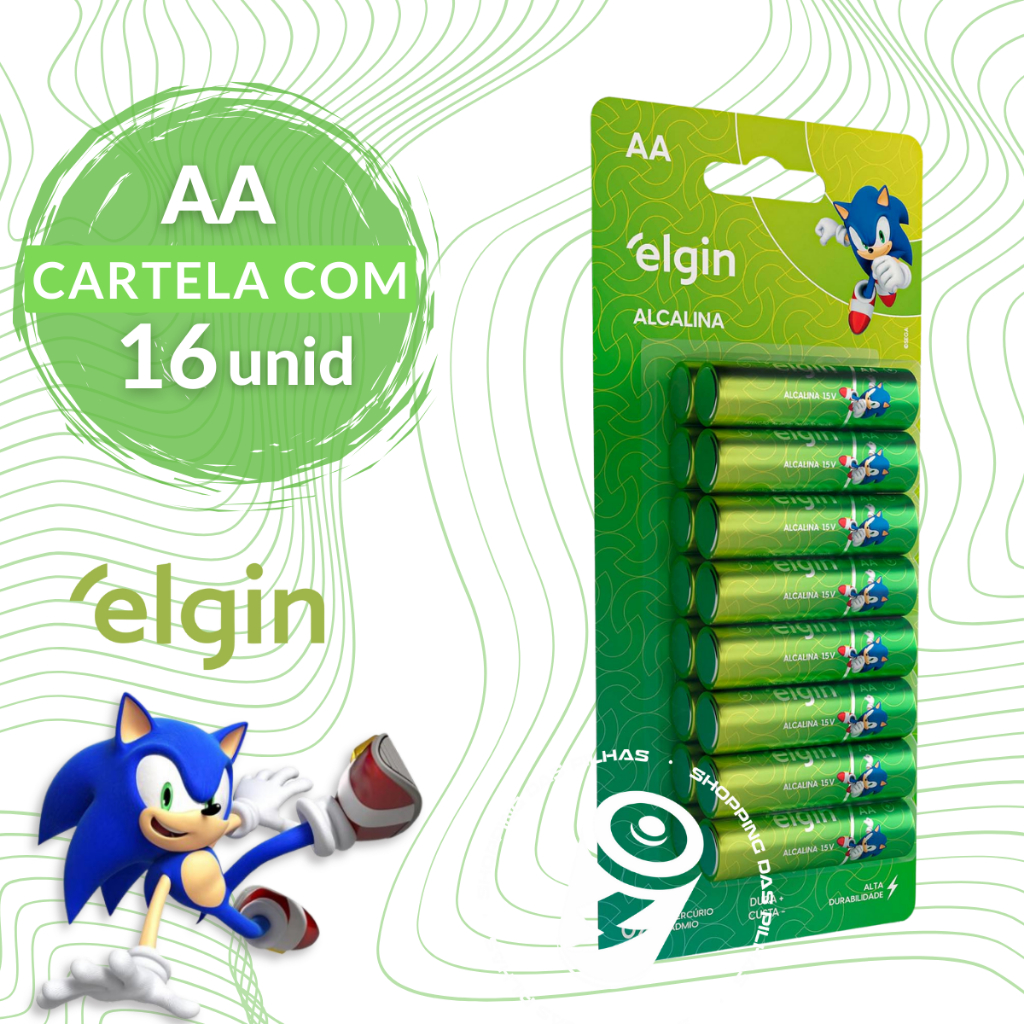 Pilha Alcalina Aa Elgin Com 16 Unidades Longa Duração
