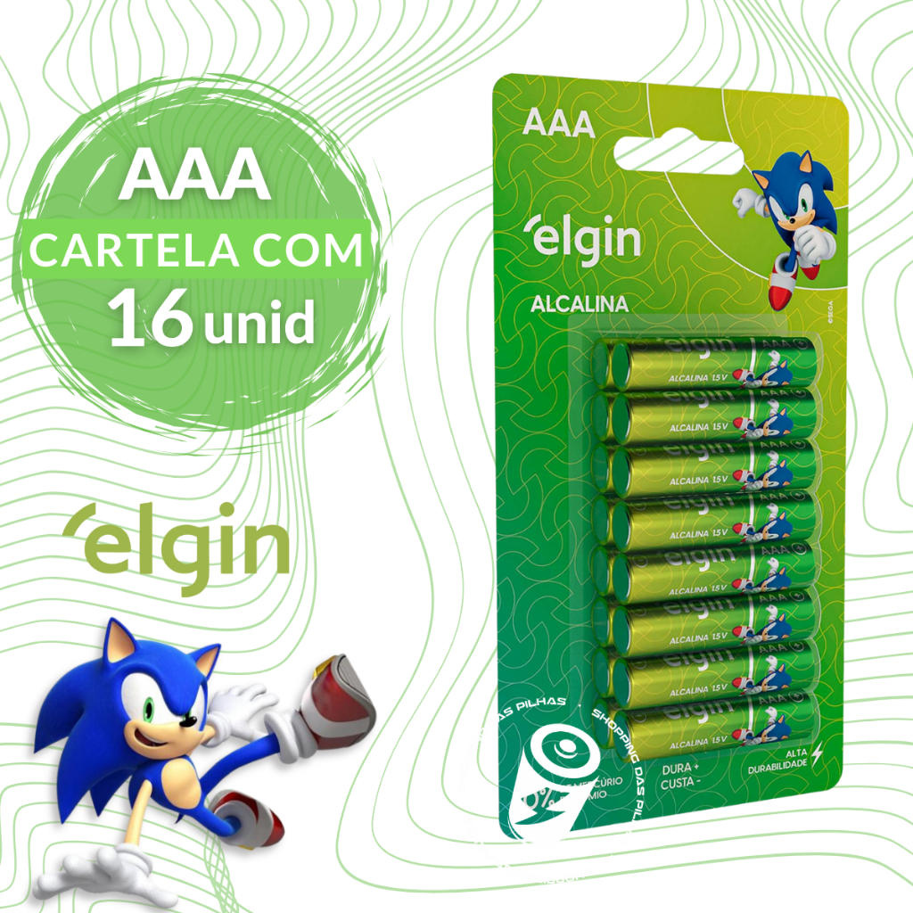 Pilha Alcalina Aaa Elgin Com 16 Unidades Longa Duração