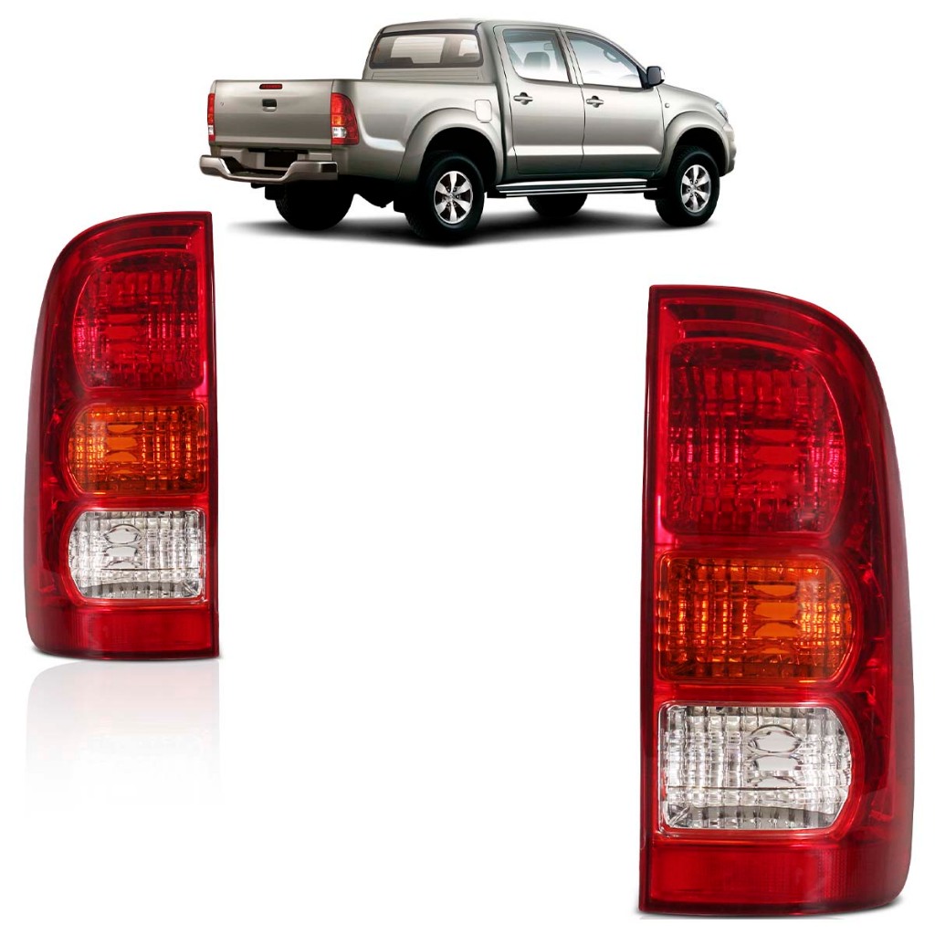 Lanterna Traseira Hilux Pickup SR 2005 2006 2007 2008 2009 Tricolor Lente Estriada Acrilico - Spare Parts and Accessories for Vehicles