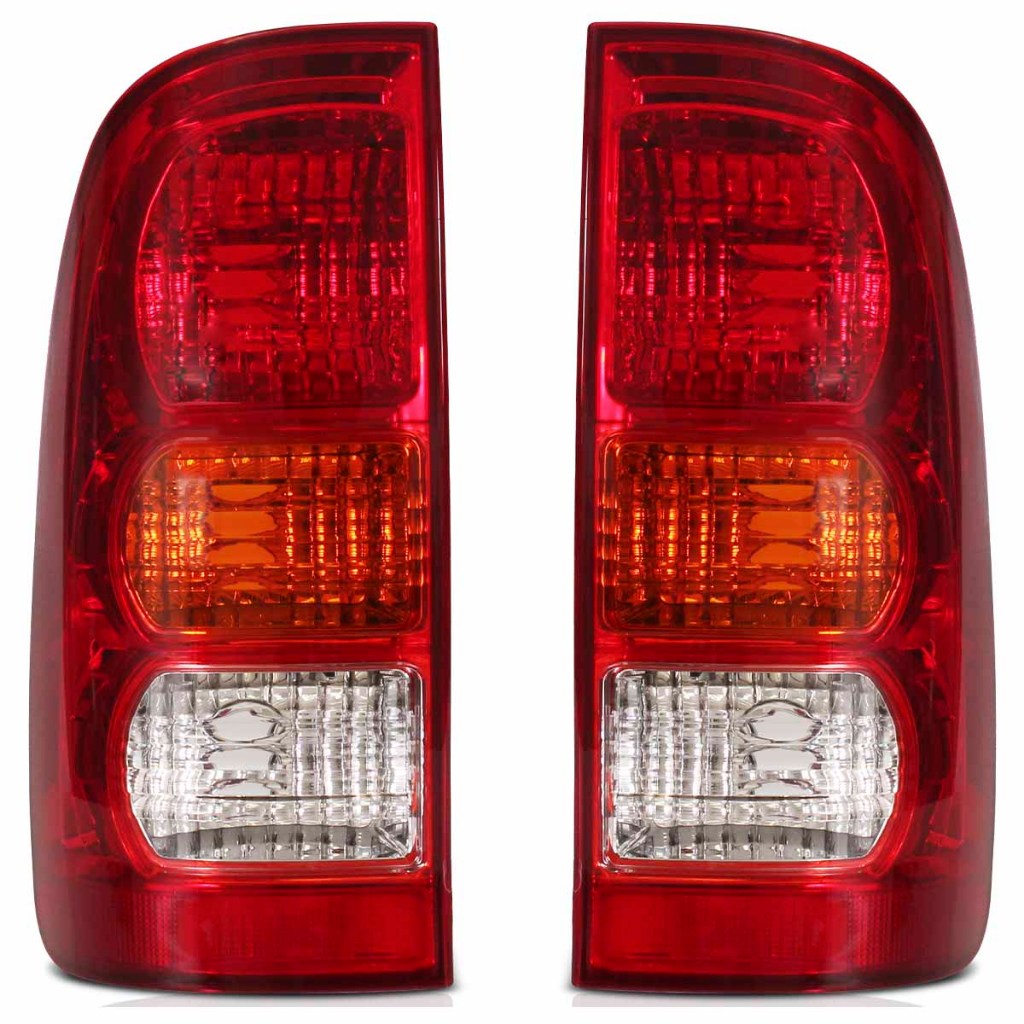 Lanterna Traseira Hilux Pickup SR 2005 2006 2007 2008 2009 Tricolor Lente Estriada Acrilico — imagem 2 de 2