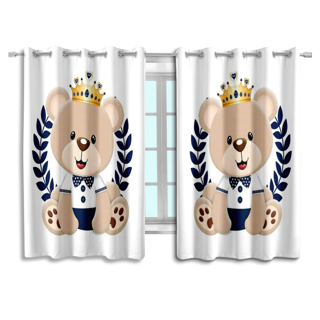Cortina Quarto Infantil Urso Princípe Decoração Quarto de Bebê Cortina