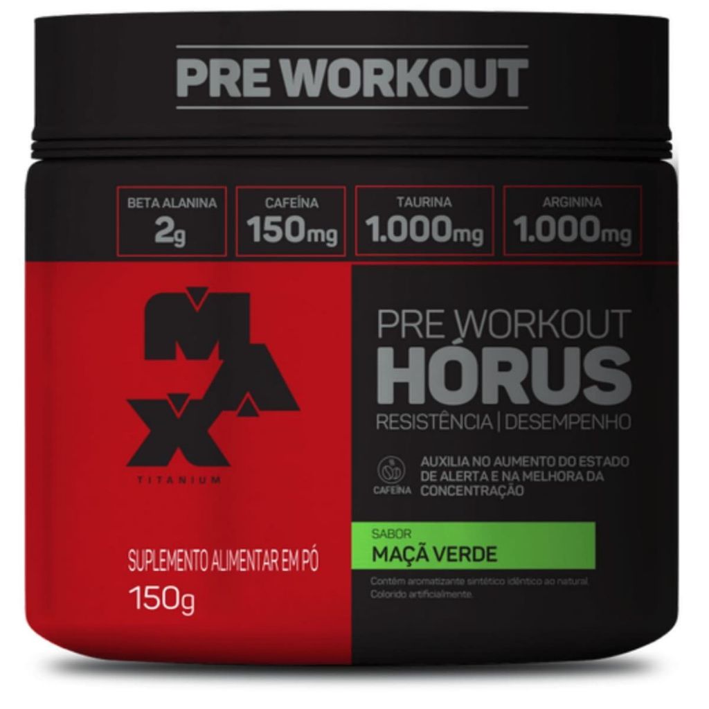 PRE TREINO HORUS POTE 150G MAX TITANIUM MAÇA VERDE