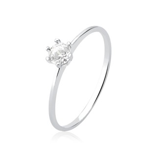 Anel prata 925 solitário zircônia 3mm - Prata legitima