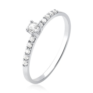 Anel solitário em prata 925 com zirconias cravejadas em Oferta na Shopee