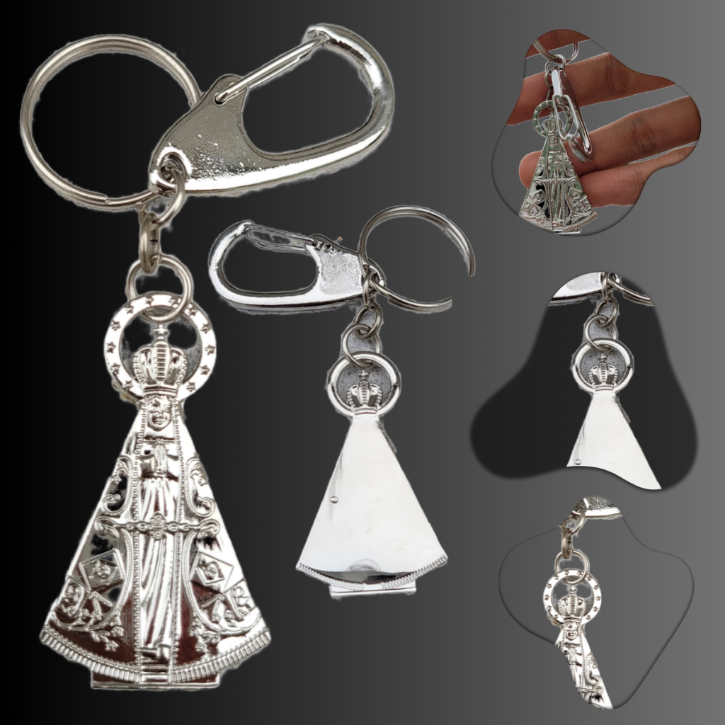Chaveiro Nossa Senhora Aparecida mini prateado feito em aparecida lembrancinha em Oferta na Shopee