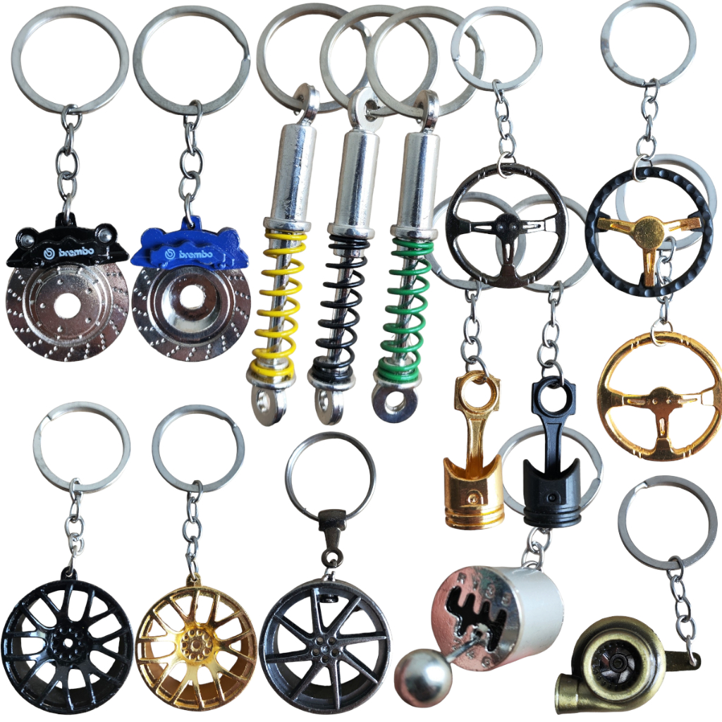 Chaveiro Metálico Miniatura Peças de Carro Motor Câmbio Vários Modelos Automotivos Colecionável em Oferta na Shopee