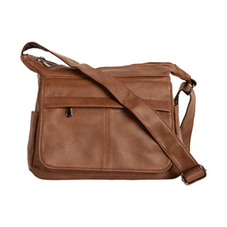 Bolsa Feminina Media Transversal Divisórias Casual Couro