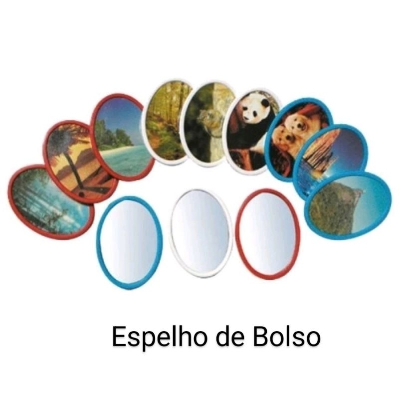 Kit 3/ 6/12/18 Espelho de Bolso Oval Espelhinhos em Oferta na Shopee