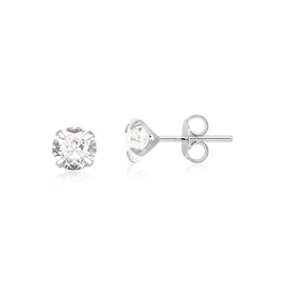 Brinco ponto de luz prata 925 zirconia redondo 6mm