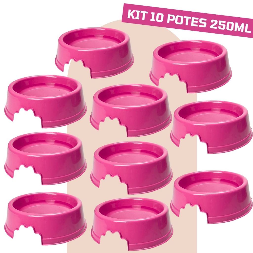 Kit 10 Comedouros Pote de Ração e Água Pequeno Para Cachorro e Gato 250ml em Oferta na Shopee