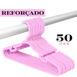 Kit 50 Cabides Infantis Reforçados Rosa 8mm para Organização em Oferta na Shopee