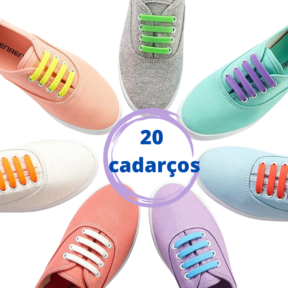 20 Cadarço De Silicone Elástico Para Sapatos Adulto Criança Sem Amarração em Oferta na Shopee