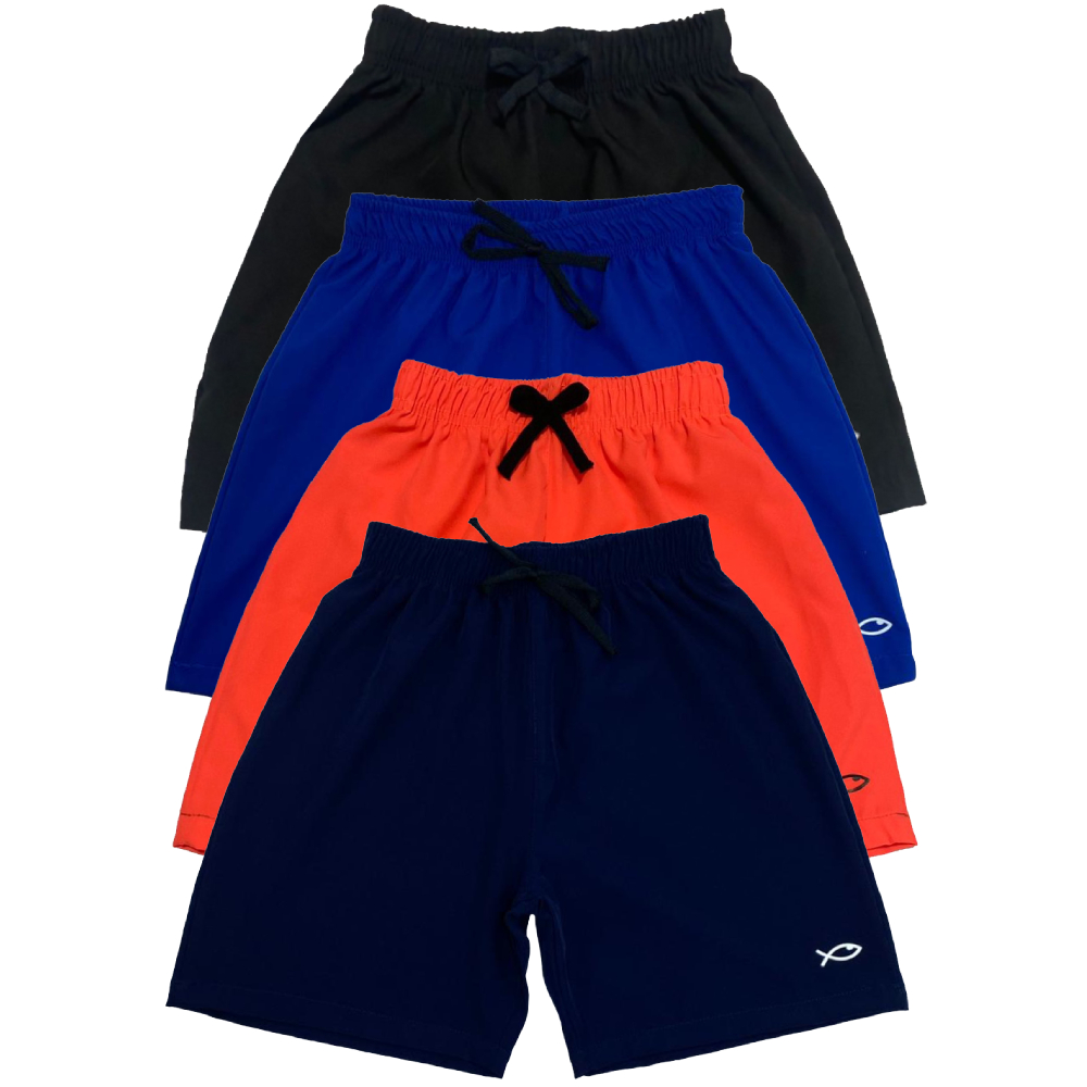 Kit 03 Bermuda de Elástano Menino Infantil e Juvenil Masculina Peças lisas Praia