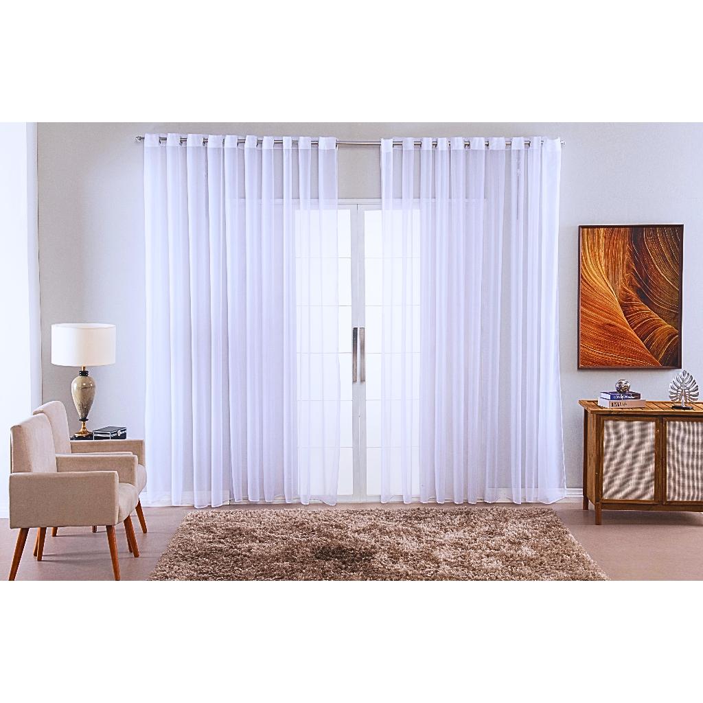 Cortina Voal Para Sala Quarto Cozinha 3,00x1,80 Esticada em Oferta na Shopee