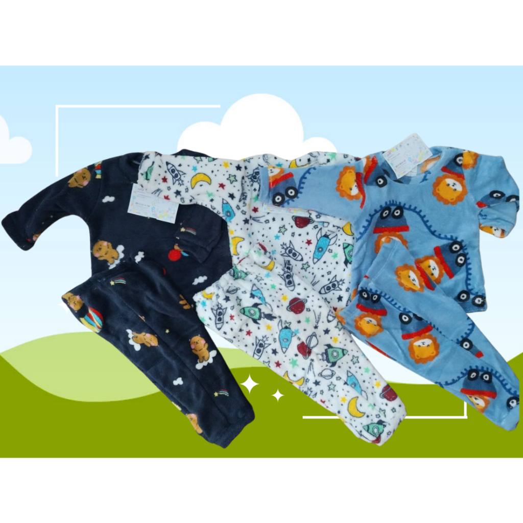 KIT 4 Peças (2 Conjuntos) Ultra Soft Fleece Menino M AO 10